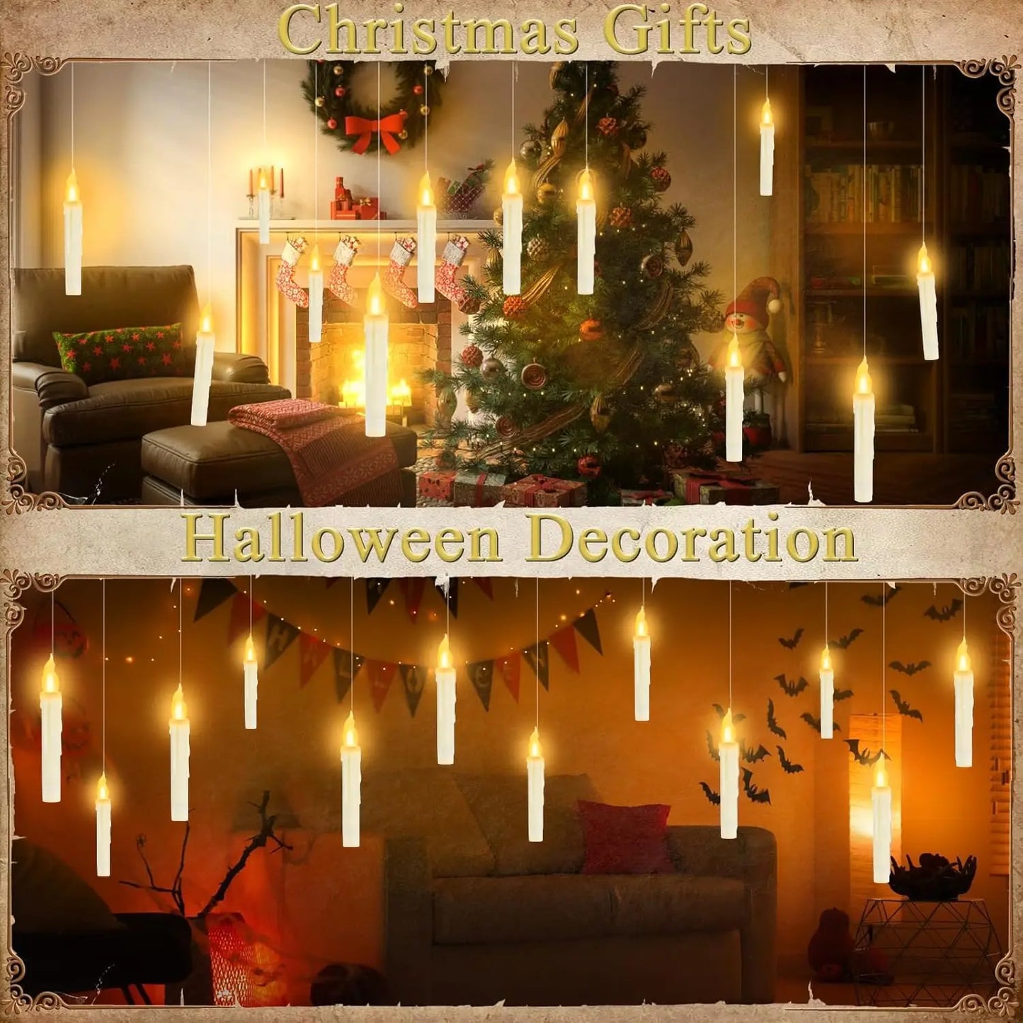12 Floating Flameless Candles with Magic Wand